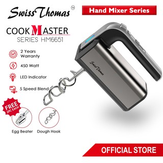 Image of SwissThomas Hand Mixer CookMaster 3-in-1 5 Speed LED Indicator Blender (450W) HM6651
