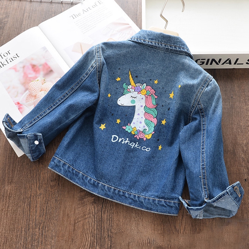 Unicorn Jean Jacket for Girl Coat with Sequin Sleeve Children Clothing Girls Clothes Denim Jacket & Coats for Kids Outerwear 