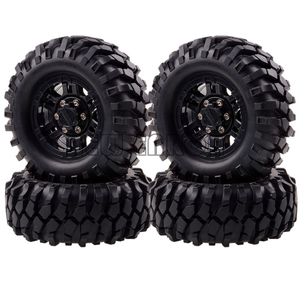 VGEBY Rubber Tires Durable Black 65mm Wheels Rubber Tires with 4mm Axle Shaft for RC Aircraft Toy 