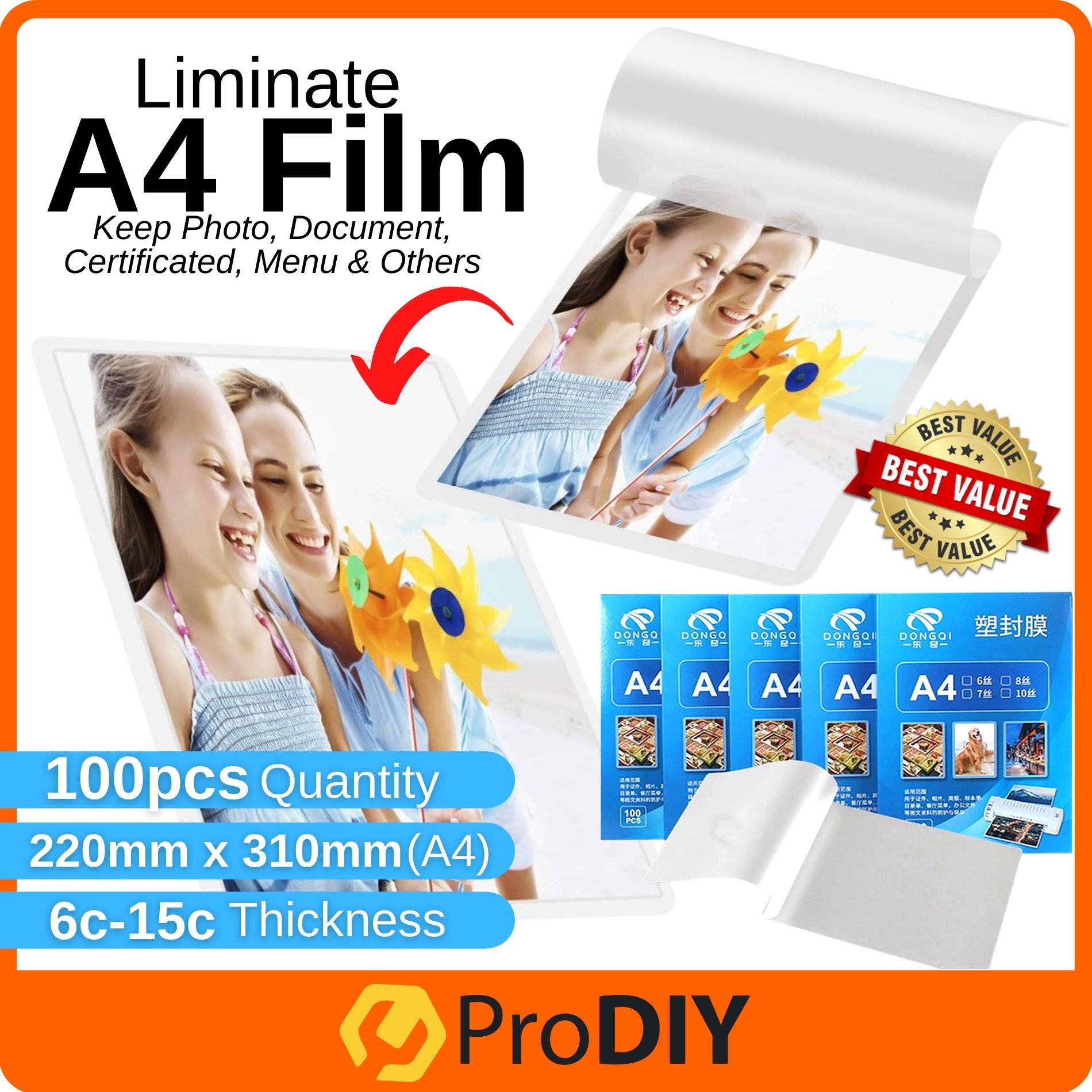 100PCS / 1PACK A4 Laminated Film Household School Keep Photo Document Cetificated Plastic Laminated Kertas 220 x 310mm