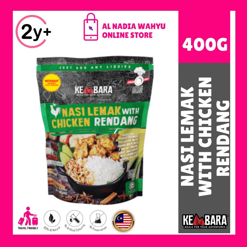 Kembara Meals Nasi Lemak With Chicken Rendang 400g Ready To Eat Travel Friendly Shopee Malaysia 