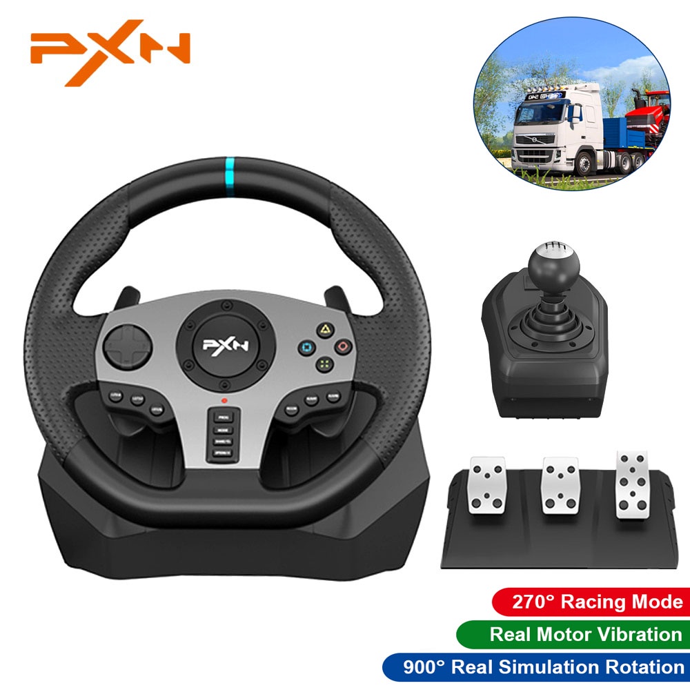  Ready Stock PXN V9 Gaming Steering Wheel Pedal PXN V9 Gamepad Racing