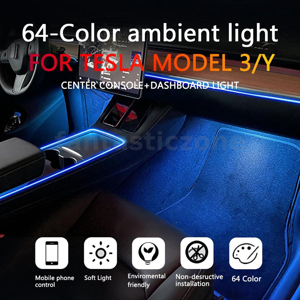 For Tesla Model 3 Y Center Console Neon LampTubes RGB Interior LED