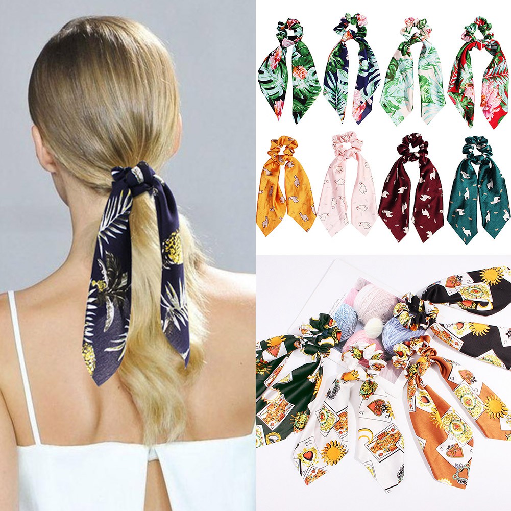 BINJIA DIY Bow Streamers Pineapple Flower Print Hair Scrunchies Ribbon ...
