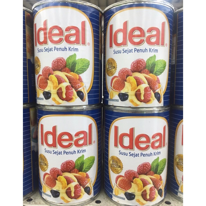 Ready Stock Ideal Full Cream Evaporated Milk Susu Sejat Penuh Krim 390g