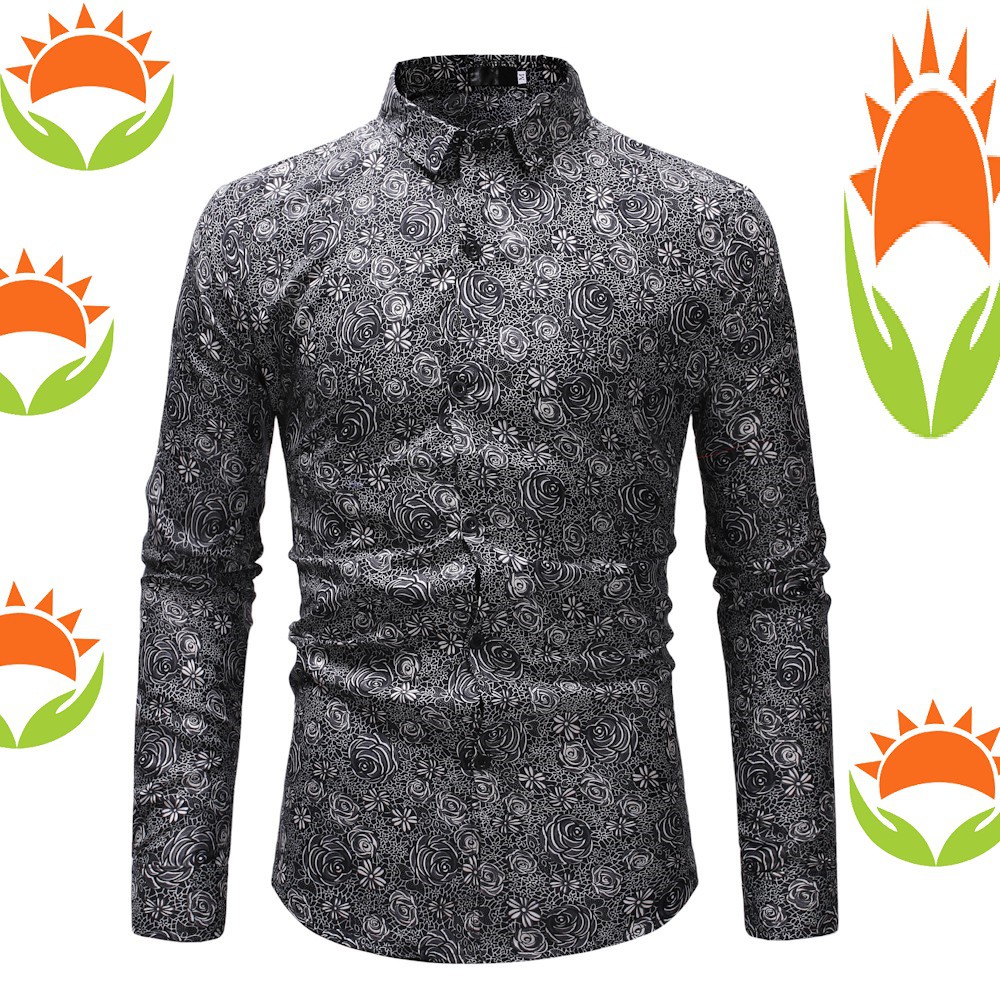  baju  kemeja lelaki batik  bunga  flora kasual men shirt 