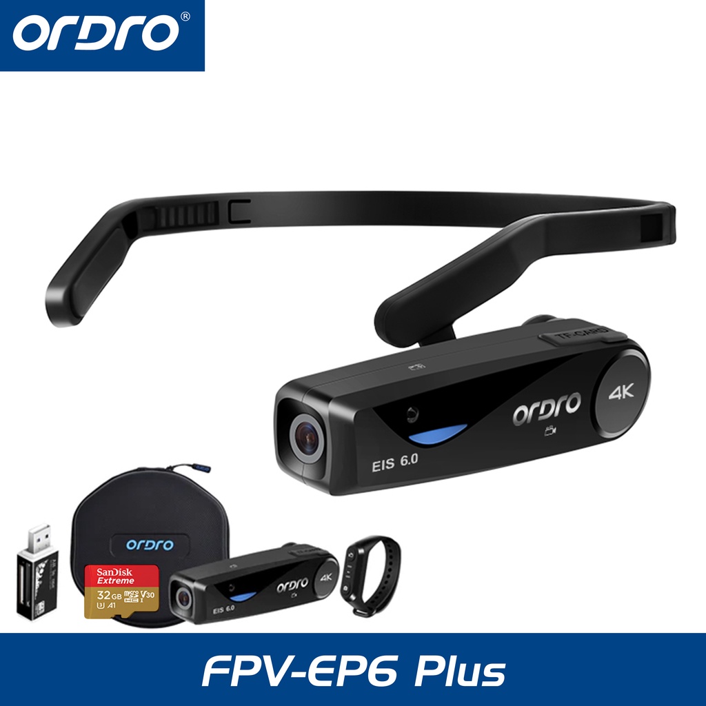 Ordro EP7 Pro Camera 4K Wearable Camcorder Hands Free Mini