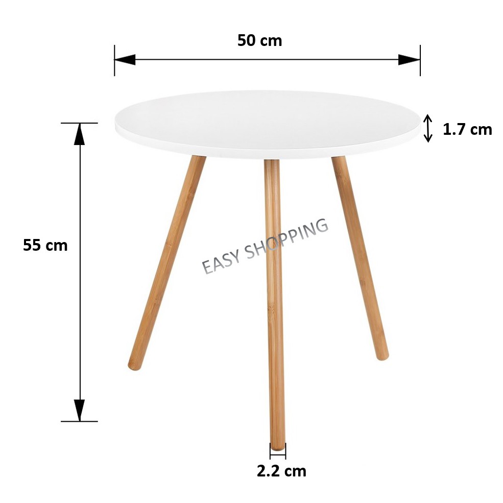 50x50x55cm Round Shape Coffee Table Side Table With 3 Legs Wooden Table White Or Oak Wood Color Shopee Malaysia