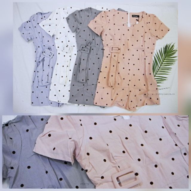 Polka dot short jumpsuit FREE belt