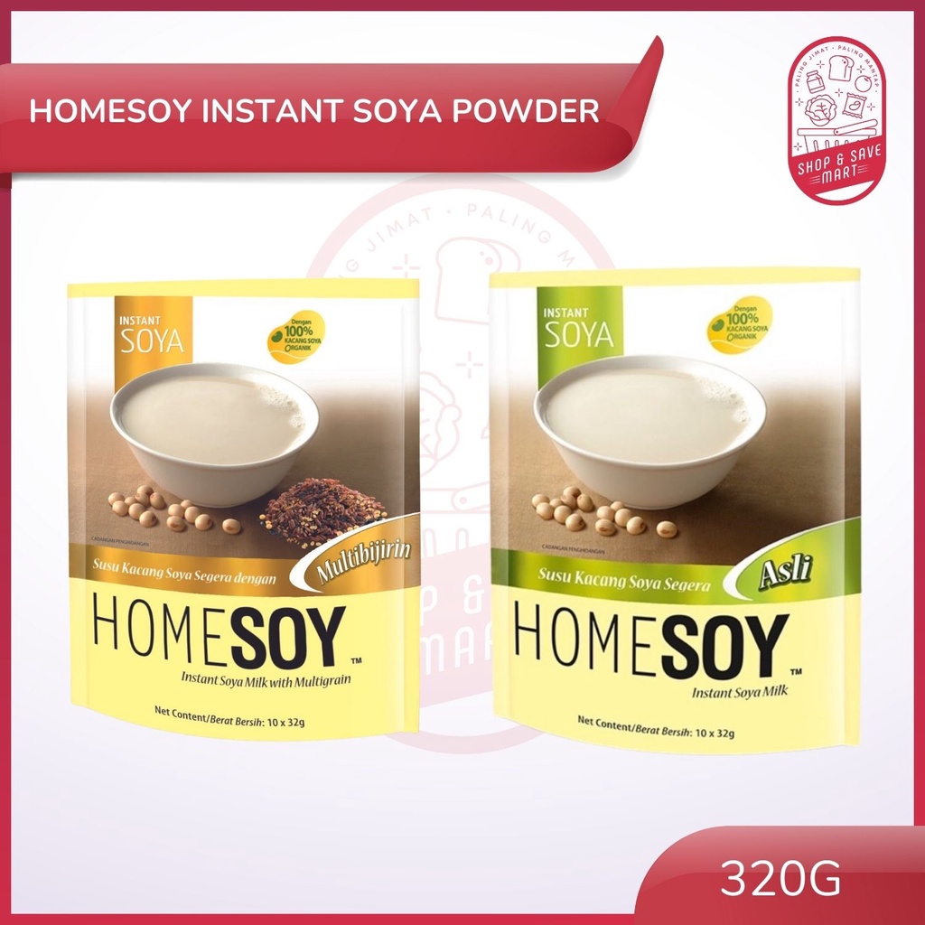 Homesoy Instant Soya Powder 10sx32g 320g Flavor Asli Multigrain
