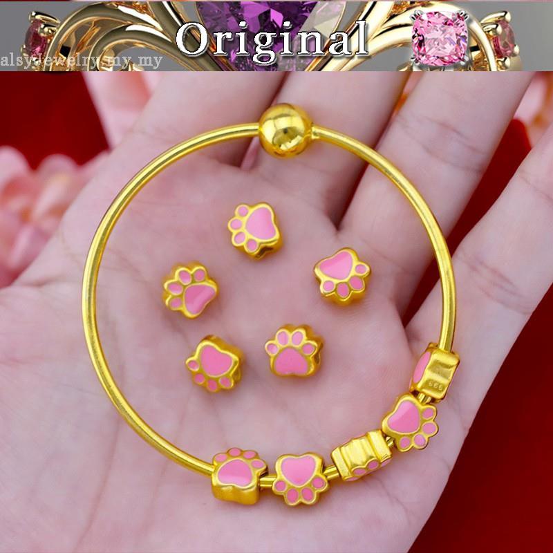 916 gold shop cute cute pink paw accessories 916 gold bracelet DIY pink cat paw loose beads wholesale like