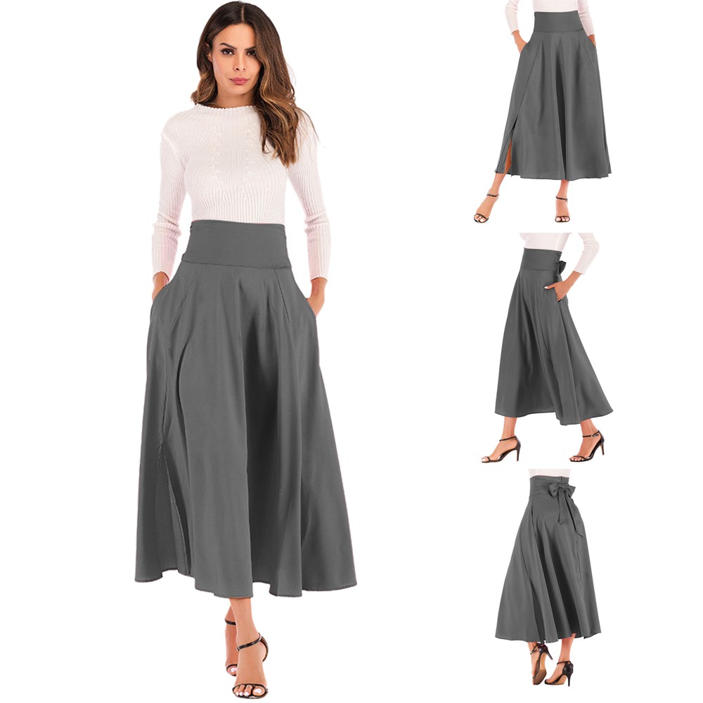 pleated maxi skirt with belt