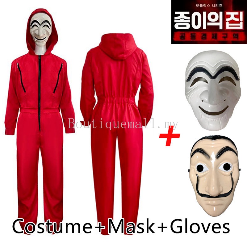 2022 Money Heist Korea Costume Mask Cosplay Joint Economic Area Salvador  Dali La Casa De Papel Halloween Party Jumpsuit Costumes | Shopee Malaysia