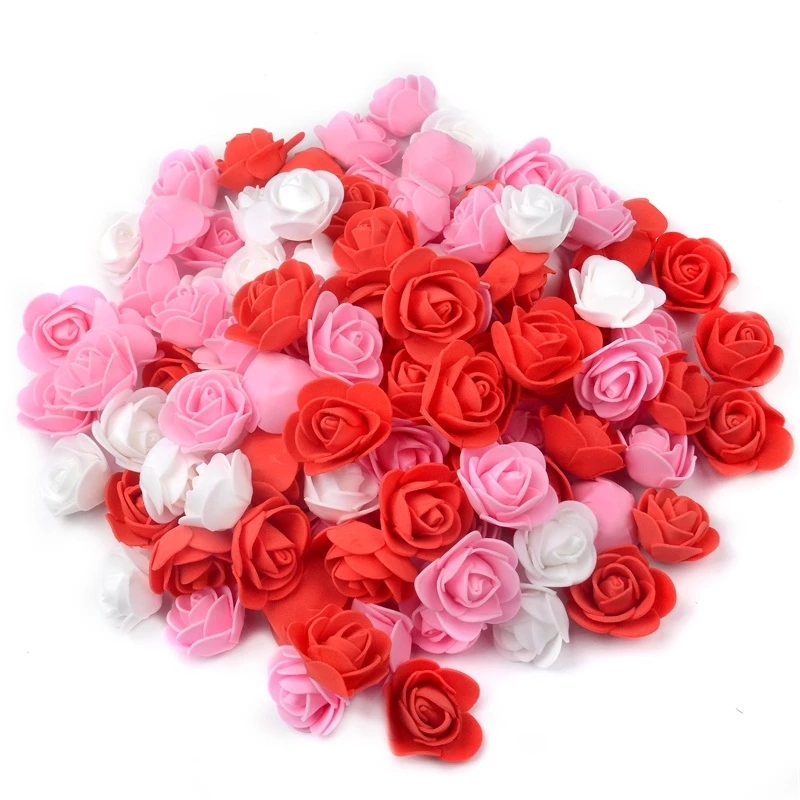 20pcs/Lot 3.5cm Mini PE Foam Gauze Rose Flower Head DIY Wedding Home Deco 