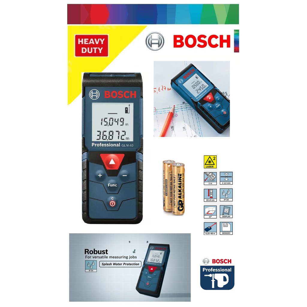 Bosch Glm 40 Meter Laser Distance Measure Shopee Malaysia