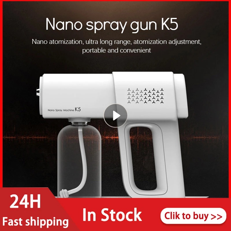 K5 Nano Spray Gun Blue Light Alcohol Disinfection Sprayer USB Rechargeable Atomization