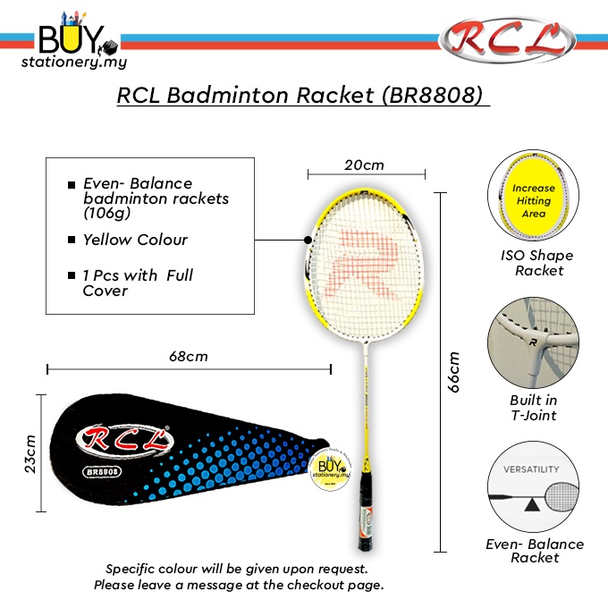 RCL Aluminium Alloy Badminton Racket with Full Cover - (1s/Pcs) Reket Super Durable Lightweight Training Sport 羽毛球拍