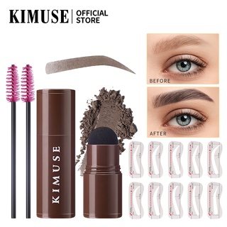 Image of KIMUSE One Step Eyebrow Stamp Shaping Kit - Brow Powder Stamp Makeup with 10 Reusable Eyebrow Stencils Eyebrow Razor and Eyebrow Pen Brushes, Long Lasting Buildable Eyebrow Makeup