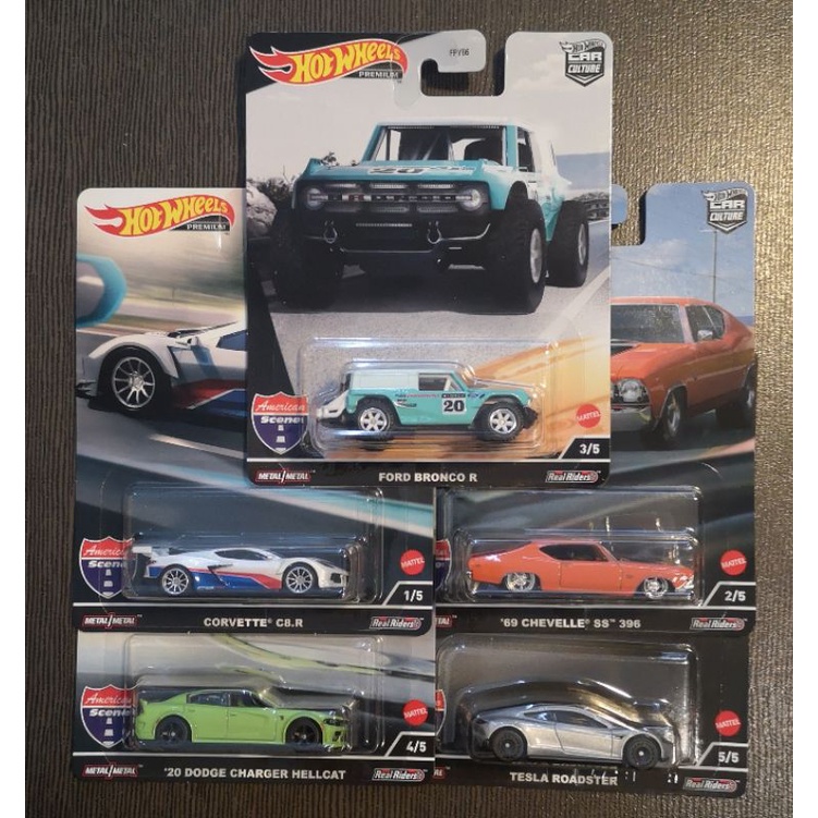 Hot Wheels American Scene Ford Bronco Chevelle Tesla C8R Dodge Charger