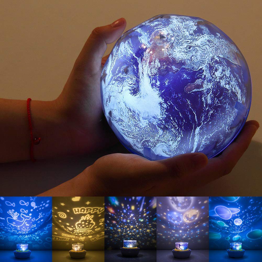 Diy Night Light Baby Star Projector Constellation Lamp 3 Color Universe Galaxy Rotating Relaxing Mood Light Earth