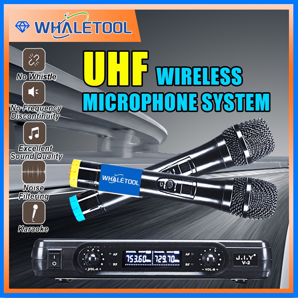 Professional Dual Wireless Microphone System UHF 2 Channels Handheld Microphone For Home Karaok PA Speaker Singing Party