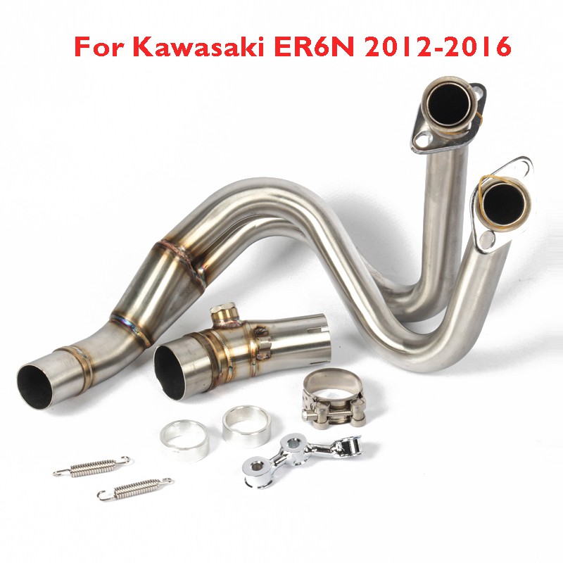 Motorcycle Exhaust Mid Pipe Muffler Link Tube Middle Connect For Kawasaki ER6N