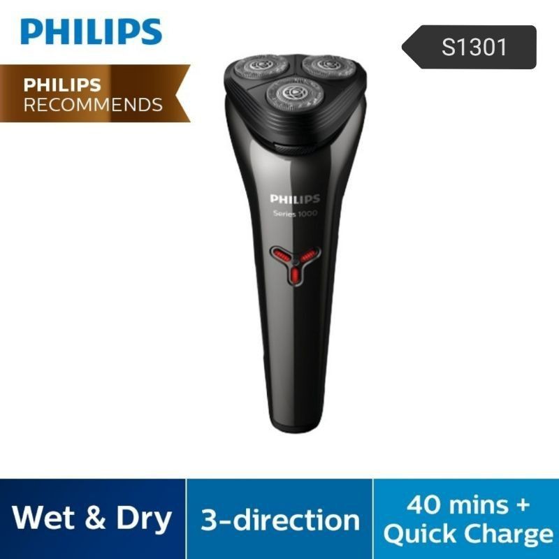 Philips Electric Shaver Series 1000 S1301/02 Wet Dry Cordless Rechargeable Beard Trimmer Hair Janggut Misai Mesin Potong