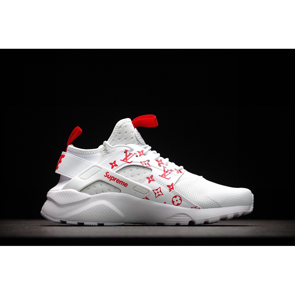 supreme x nike air huarache run ultra white red