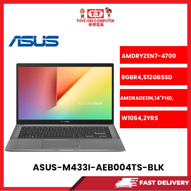 ASUS-M433I-AEB004TS-BLK-AMDRYZEN7-4700,8GBR4,512GBSSD,AMDRADEON,14"FHD ...