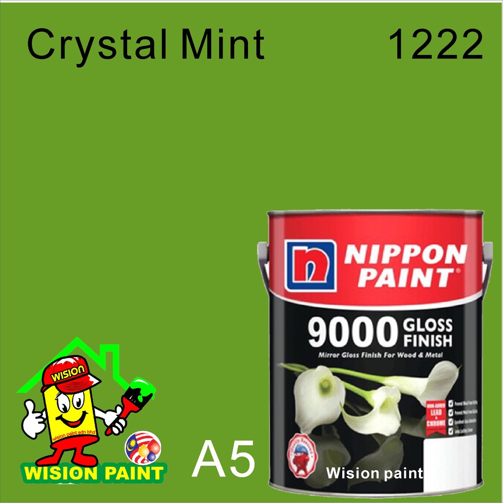1222 crystal mint ( 5L ) 9000 GLOSS FINISH NIPPON PAINT WOOD AND METAL