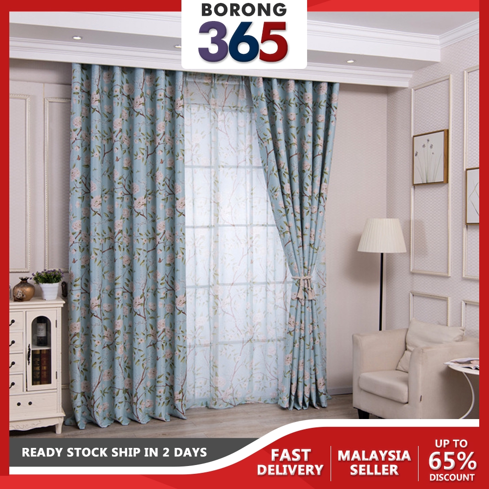 1 Pcs Floral Design Window Blackout Sheer Curtain Modern Insulating Curtain Drapes Pinch Pleat Hook And Eyelet Type Shopee Malaysia
