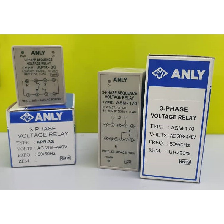 ANLY 3 PHASE SEQUENCE VOLTAGE RELAY ( APR3S / ASM170 ) Shopee Malaysia
