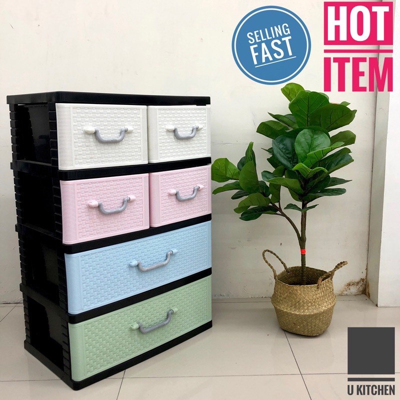 Siap Pasang Century B9340mc Tier Plastic Drawer Cloth Cabinet Storage Cabinet Shopee Malaysia