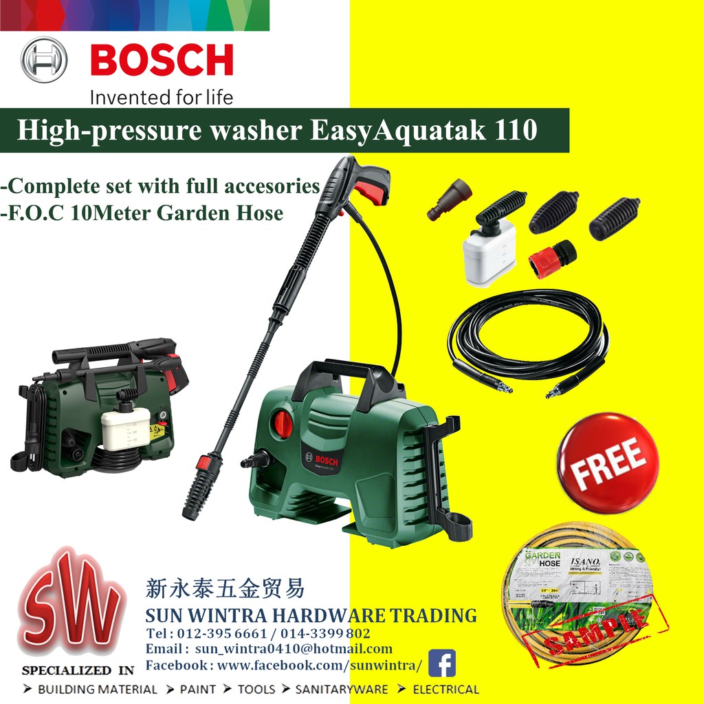 Bosch Easy Aquatak 110 110bar Pressure Washer 1300w F O C 10mtr
