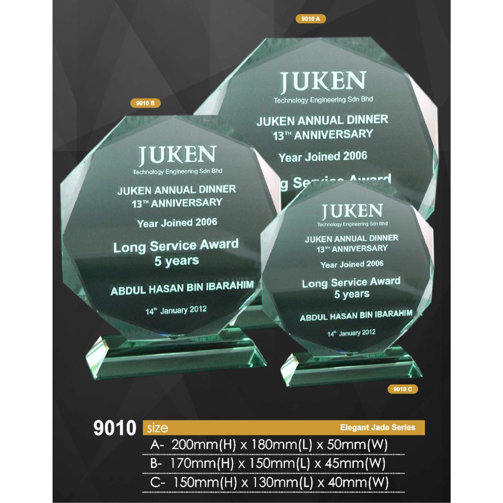 9010 (2D Inner Laser Printing), Crystal Plaques & Trophy, Best Quality, Crystal Trophy Souvenir, Gift