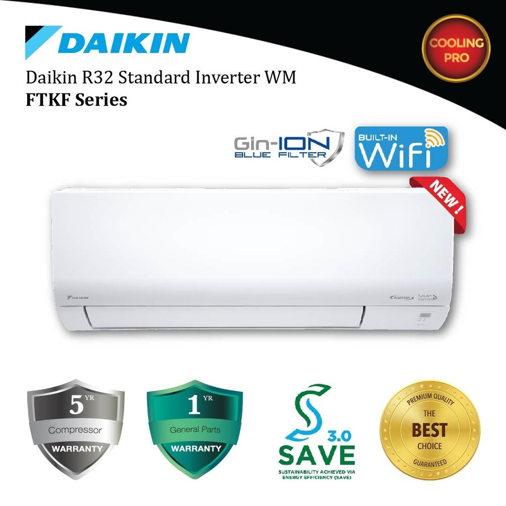 DAIKIN 1.0-2.5HP Standard Inverter Air Conditioner FTKF Series R32 ...