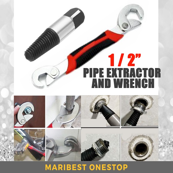 1/2” Inch Broken Pipe Extractor and Wrench Tool Set with Speed Spanner