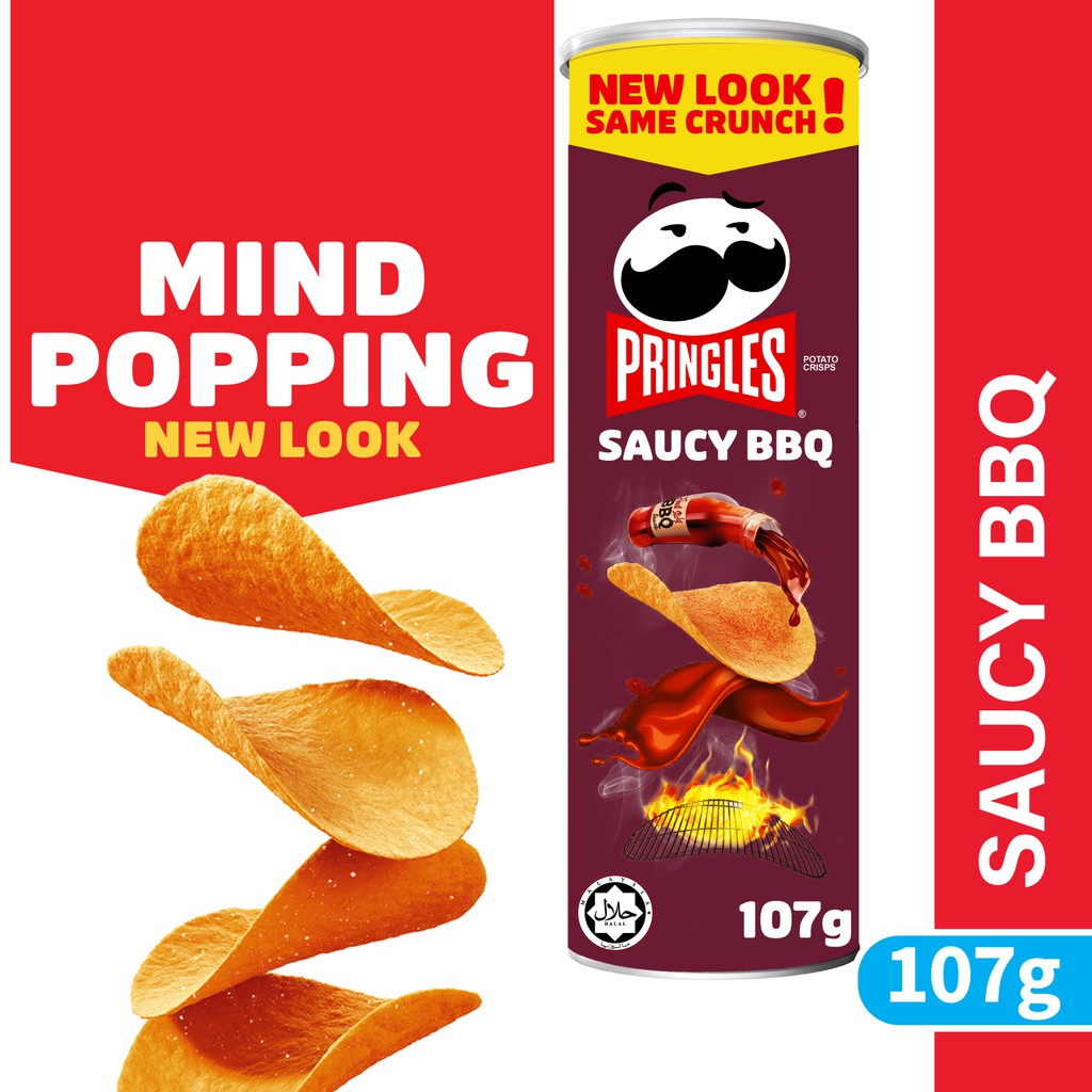 Pringles Potato Crisps Chips Saucy Bbq 107g Shopee Malaysia