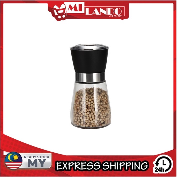 (180 ml) MILANDO Stainless Steel Pepper Grinder Spice Grinder Refillable Kitchen Bottle (Type 24)