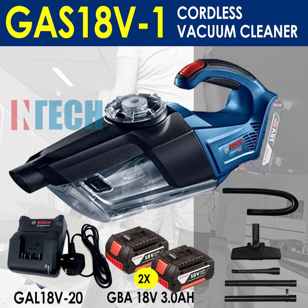BOSCH GAS18V1 (SOLO) / GAS18V1 (SOLO)CORDLESS VACUUM CLEANER (AL1820CV + 2NOS 18V 3.0AH