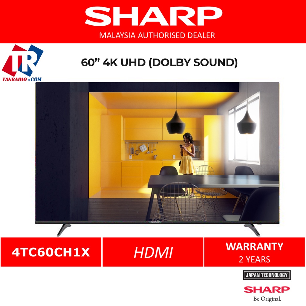 SHARP Aquos 4K UHD Digital TV (60") 4TC60CH1X Shopee Malaysia