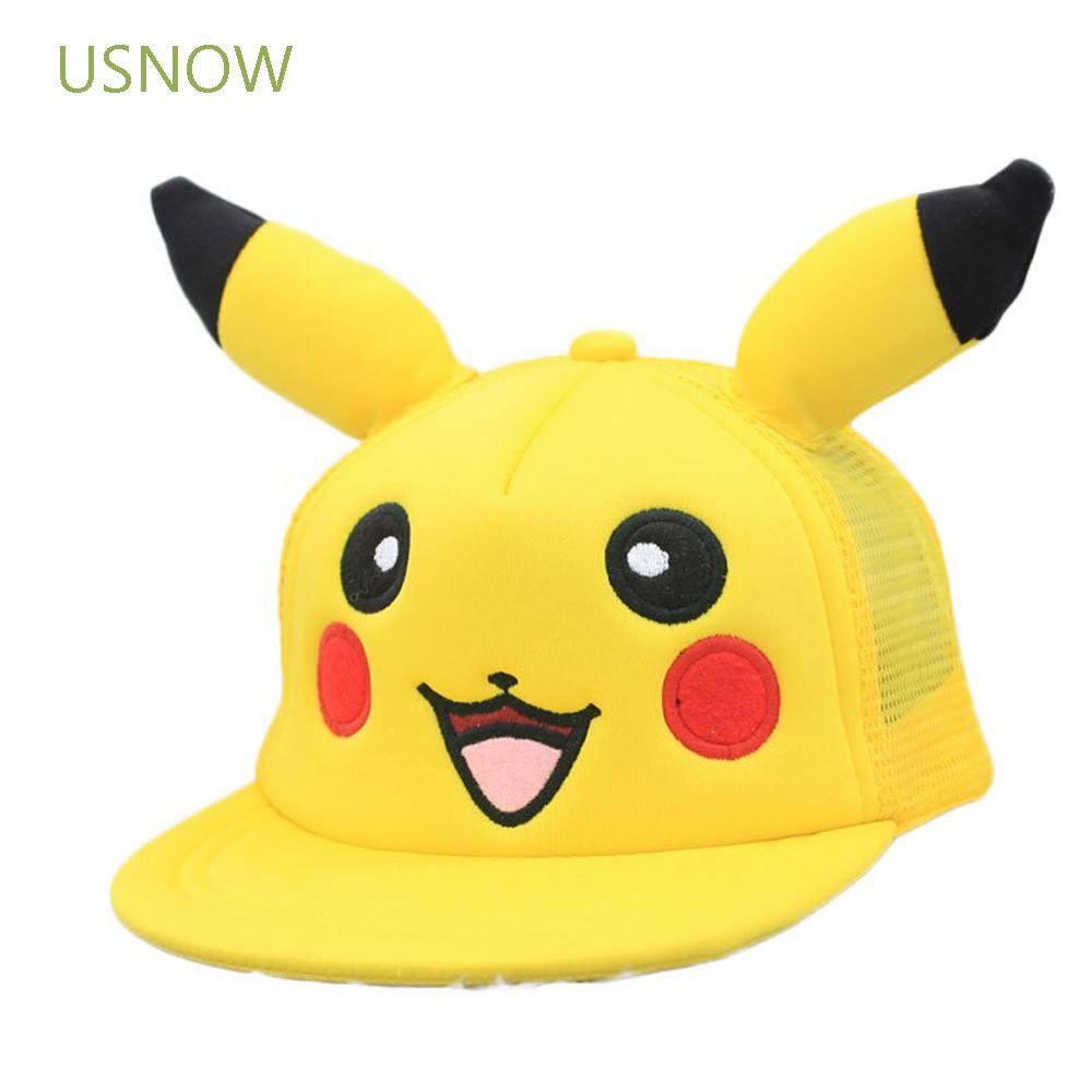 USNOW Anime Figure Pikachu Hat Hip Hop Pokemon Baseball Cap Gift Adult Mesh Children Kids Toy Parent-child Hat/Multicolor