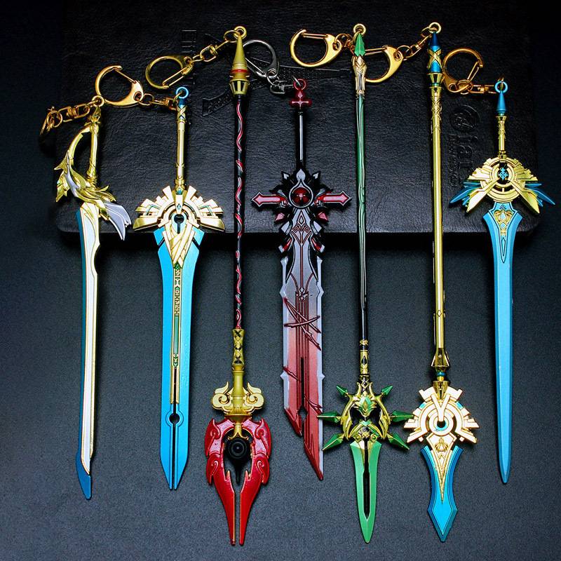 Game Genshin Impact Katana Sword Keychain Cosplay Katana Ghost Blade