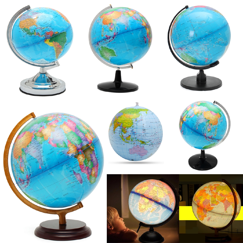 Rotating Rolling Vintage Illuminated Educational Globe World Map All Sizes Large 