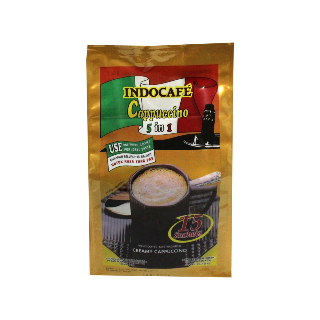 Indocafe 5 in 1 Premix Coffee Creamy Cappuccino (25g x 15)