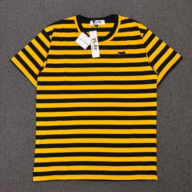 cdg yellow striped shirt