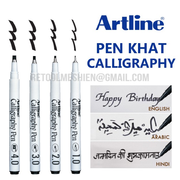 Artline Flat/Chisel Point Calligraphy Black Pen Khat/Arabic 1.0/2.0/3.0
