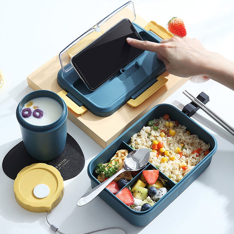 WHOLESALE | 3 Compartment Bento Box with Spoon and Chopstick Leakproof Microwave Dishwasher Safe BPA Free Lunch Box Set