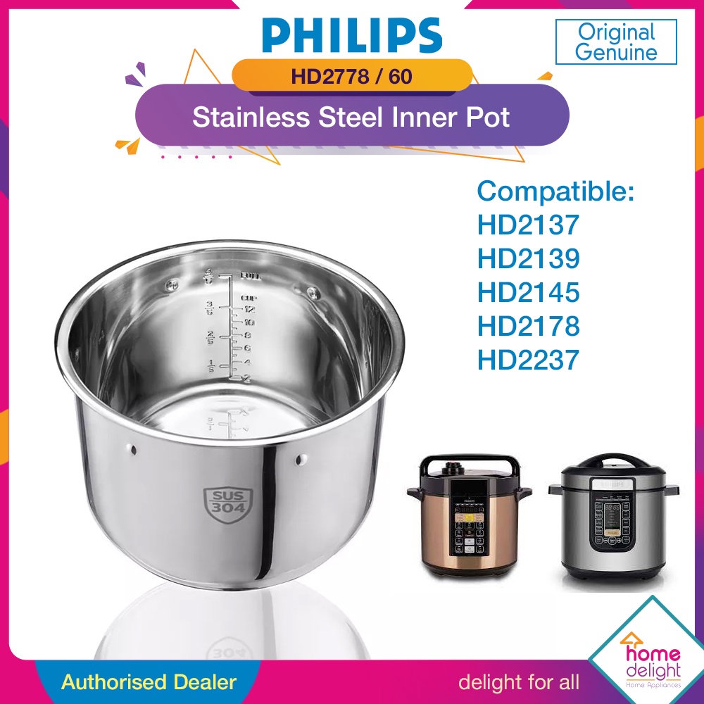 Philips Pressure Cooker Stainless Steel Inner Pot [ HD2778 HD2778/60