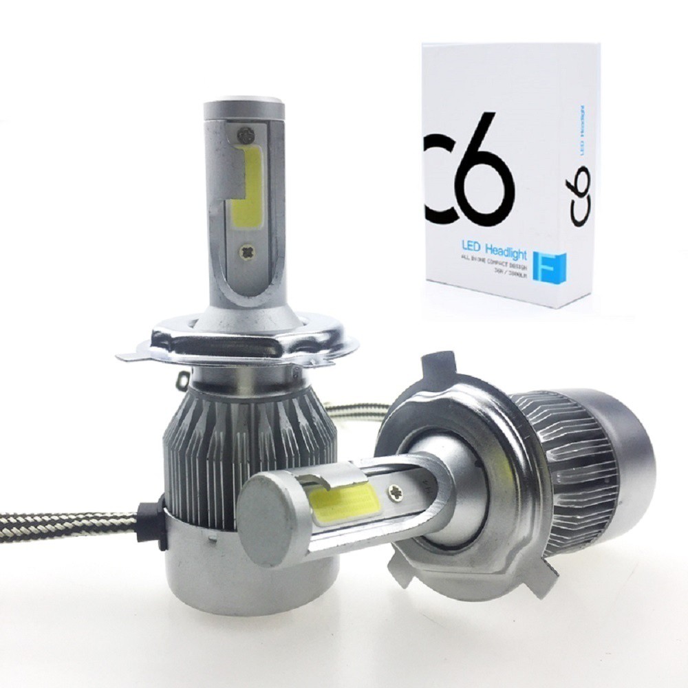 2pcs Car LED Headlight Bulbs C6 H4 Dual High / Low Beam Headlamps Lights 6000K